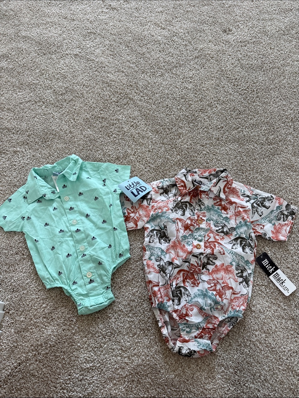 Little Lad Mint Button-Front One-Piece Bodysuit